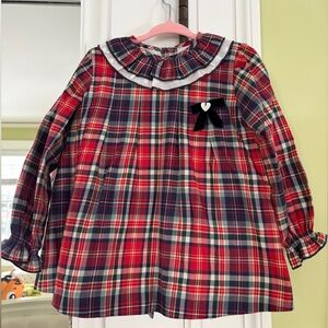 Artesania Granlei 1980 red tartan girls dress